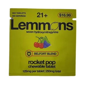 Lemmons 7-Hydroxymitragynine Chewable Tablets 2ct 125mg Per Tablet Rocket Pop
